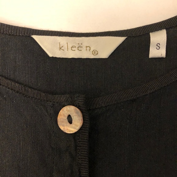 Kleen Linen Rayon Black Button Down Blouse - Picture 5 of 11